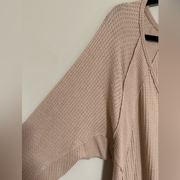 Free People Santa Clara Thermal Pullover Top Size Small Boho Cozy Oversized - Picture 4 of 10